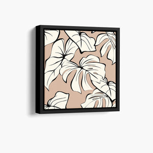 Framed Kai Coffee mini botanical wall art angled view showing frame depth - modern tropical foliage design with graphic lines and organic forms