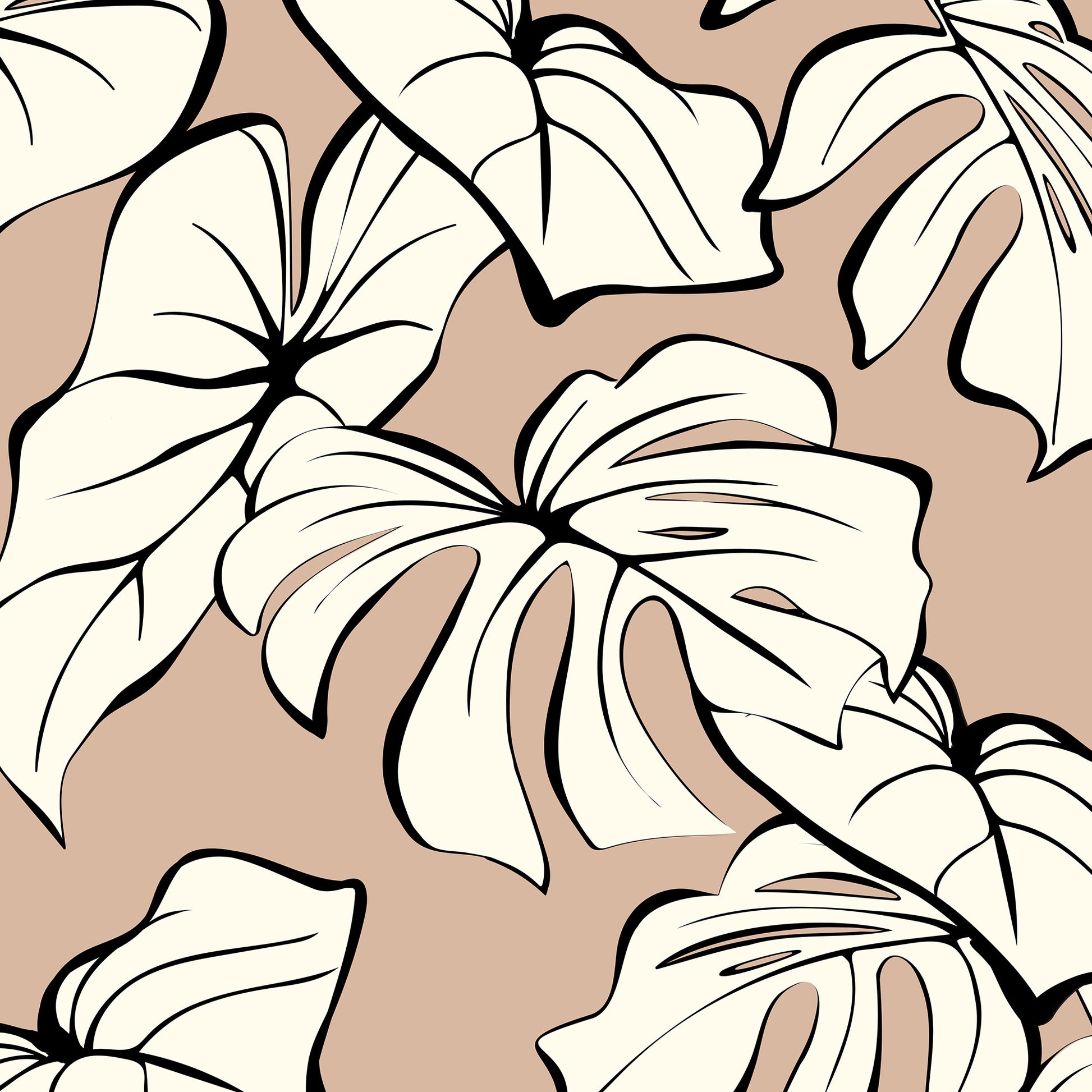 Kai Coffee mini botanical wall art detail view showing the modern tropical foliage design with graphic lines and organic forms