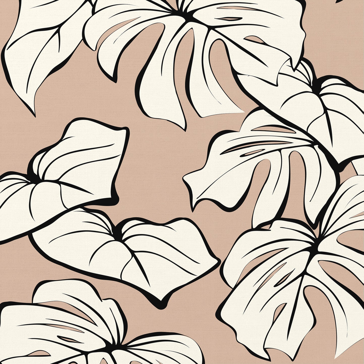 Kai Coffee botanical wall art detail view showing the modern tropical foliage design with graphic lines and organic forms