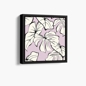 Framed Kai Lilac mini botanical wall art angled view showing frame depth - modern tropical foliage design with graphic lines and organic forms