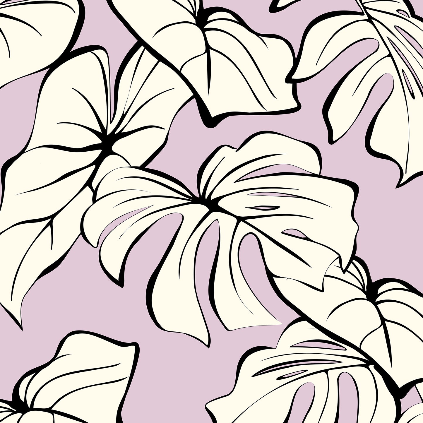 Kai Lilac mini botanical wall art detail view showing the  modern tropical foliage design with graphic lines and organic forms