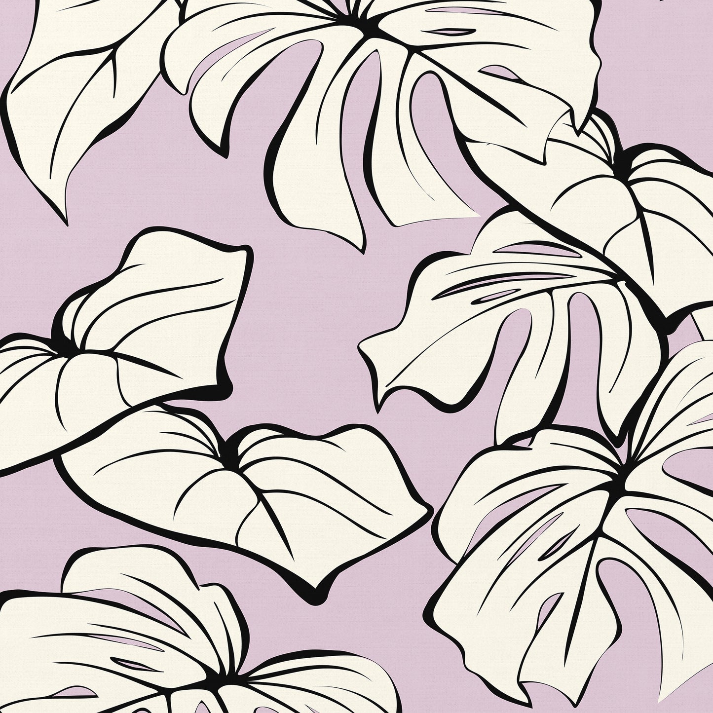 Kai Lilac botanical wall art detail view showing the  modern tropical foliage design with graphic lines and organic forms