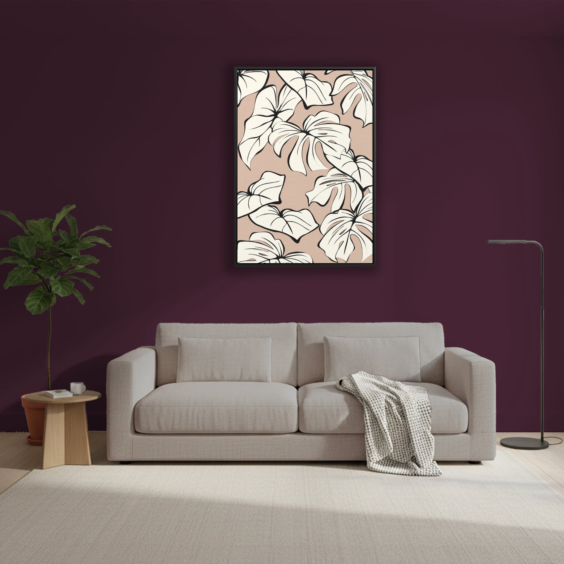 Kai Coffee tropical wall art in modern room setting - sophisticated botanical design creating warm statement piece for contemporary home decor
