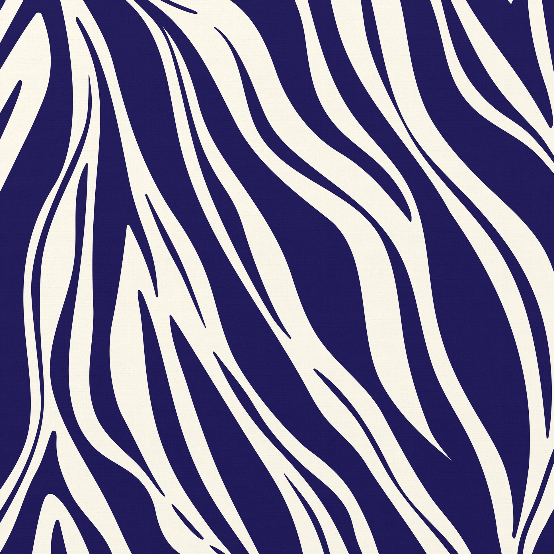 Close-up detail of Paloma navy abstract print - fluid interlocking forms creating zebra-like pattern in navy and cream