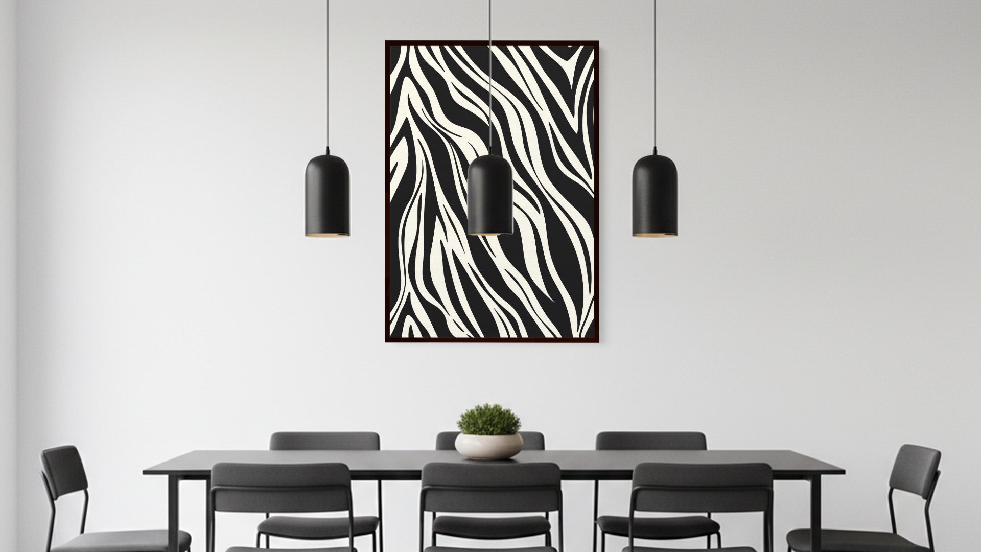 Paloma Black geometric wall art in modern room setting - bold abstract pattern creating statement luxury piece for contemporary home decor