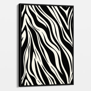 Framed Paloma Black abstract wall art angled view showing frame depth - dynamic geometric pattern with organic flow in monochrome