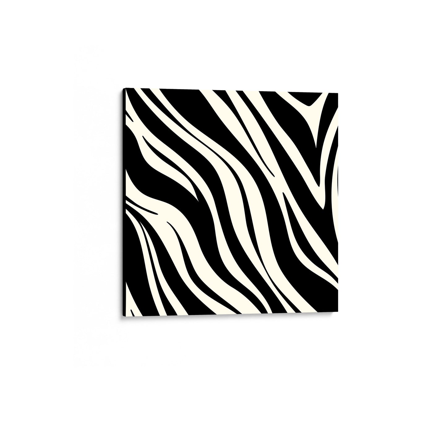 unframed Paloma Black mini  abstract wall art angled view showing frame depth - dynamic geometric pattern with organic flow in monochrome