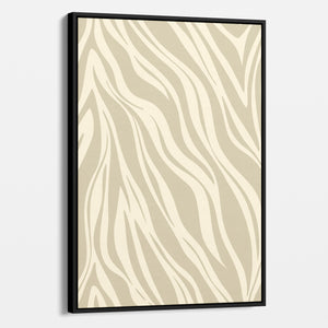 Framed Paloma Stone abstract wall art angled view showing frame depth - dynamic geometric pattern with organic flow in neutral tones