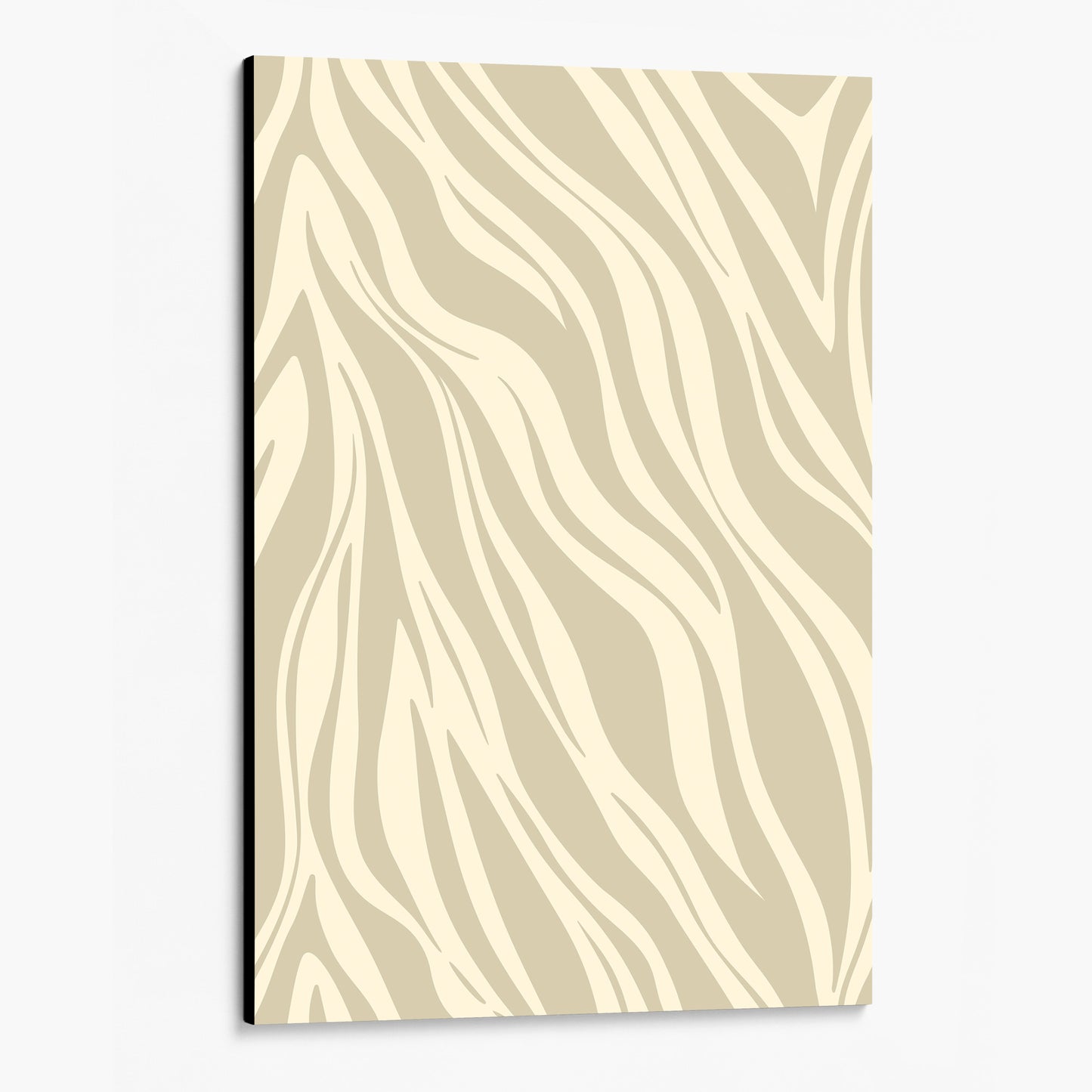 Framed Paloma Stone abstract wall art angled view showing frame depth - dynamic geometric pattern with organic flow in neutral tones