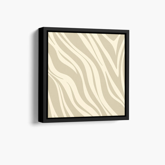 Framed Paloma Stone mini abstract wall art angled view showing frame depth - dynamic geometric pattern with organic flow in neutral tones
