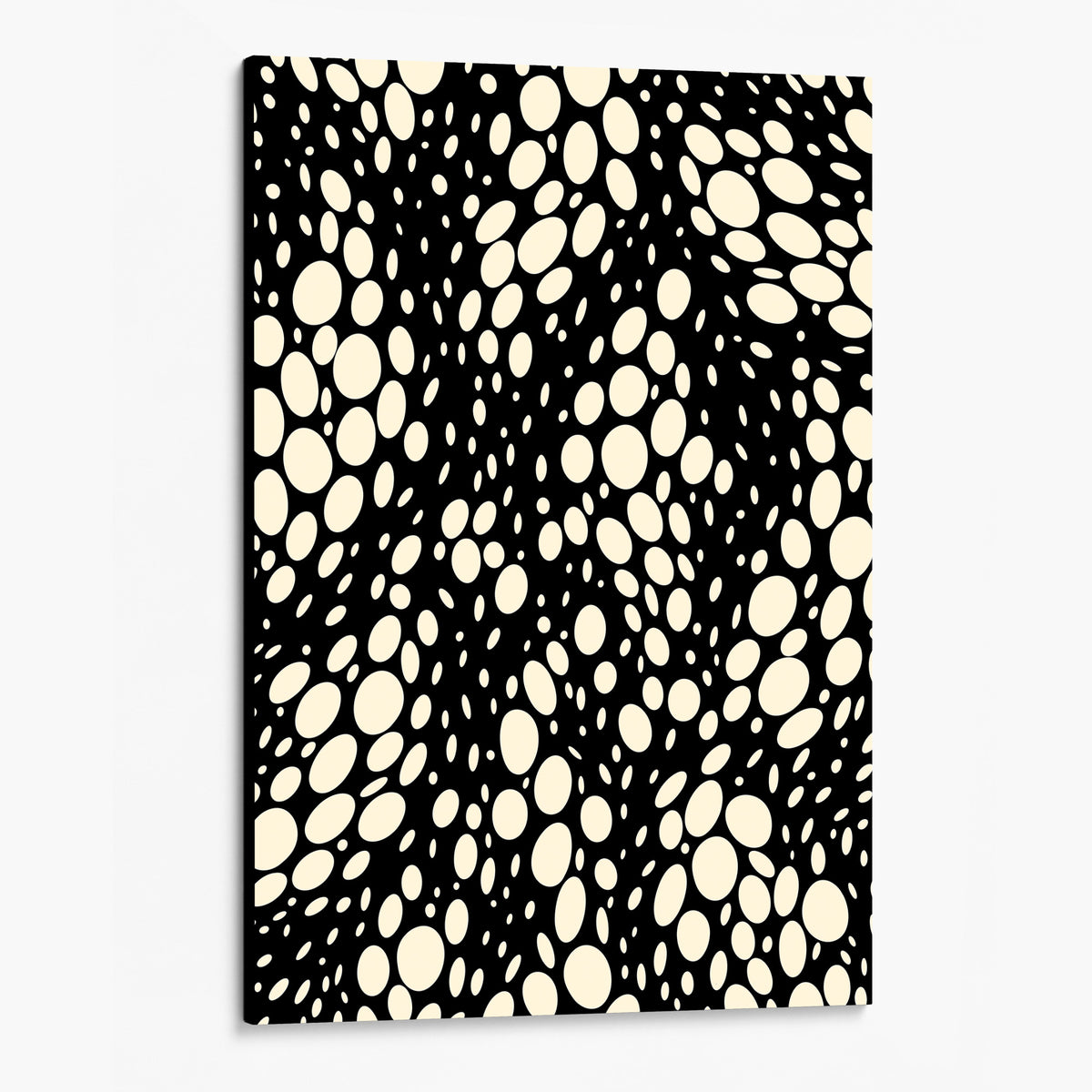 Lauren Black floral canvas wall art, portrait format, unframed ditsy print detail in black and cream