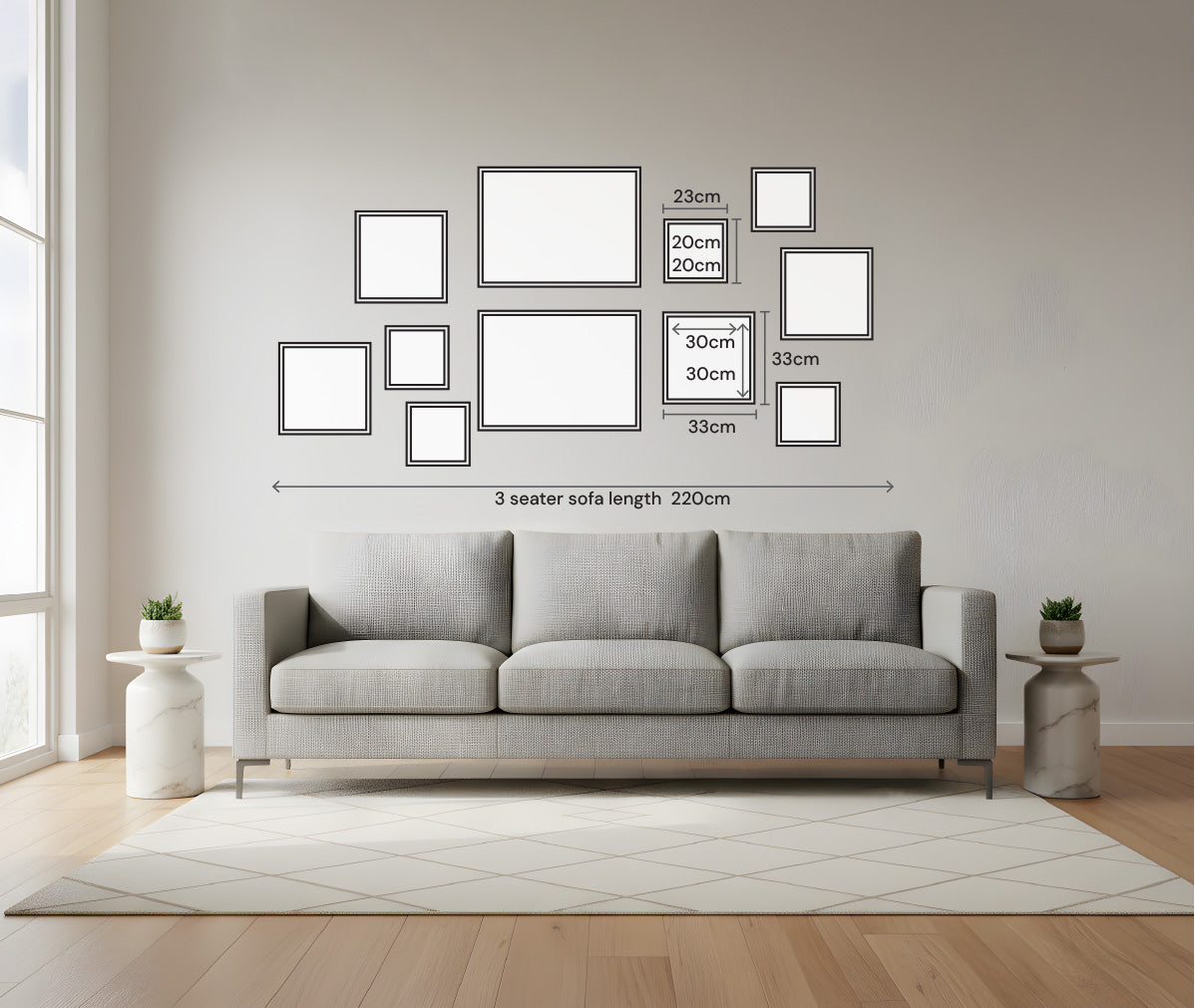 Mini print size guide diagram 
